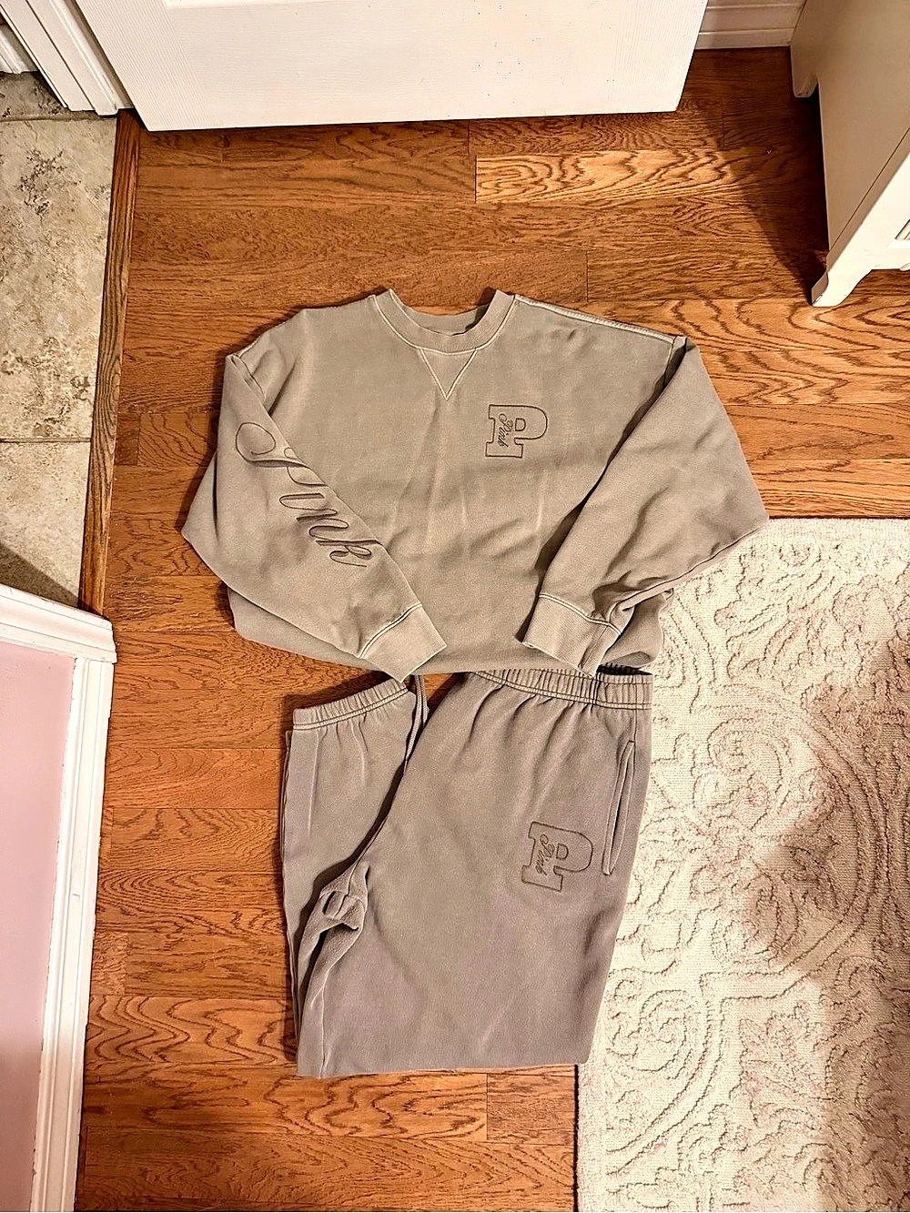 PINK Gray Matching Jogger Set Size L&XL
